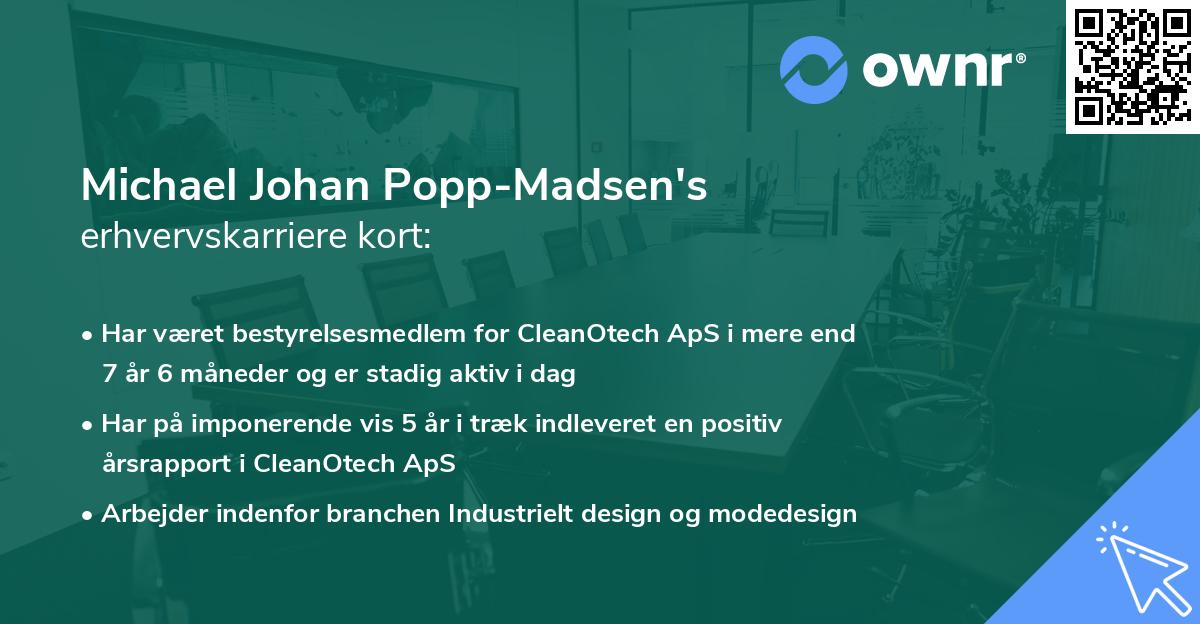 Michael Johan Popp-Madsen's erhvervskarriere kort