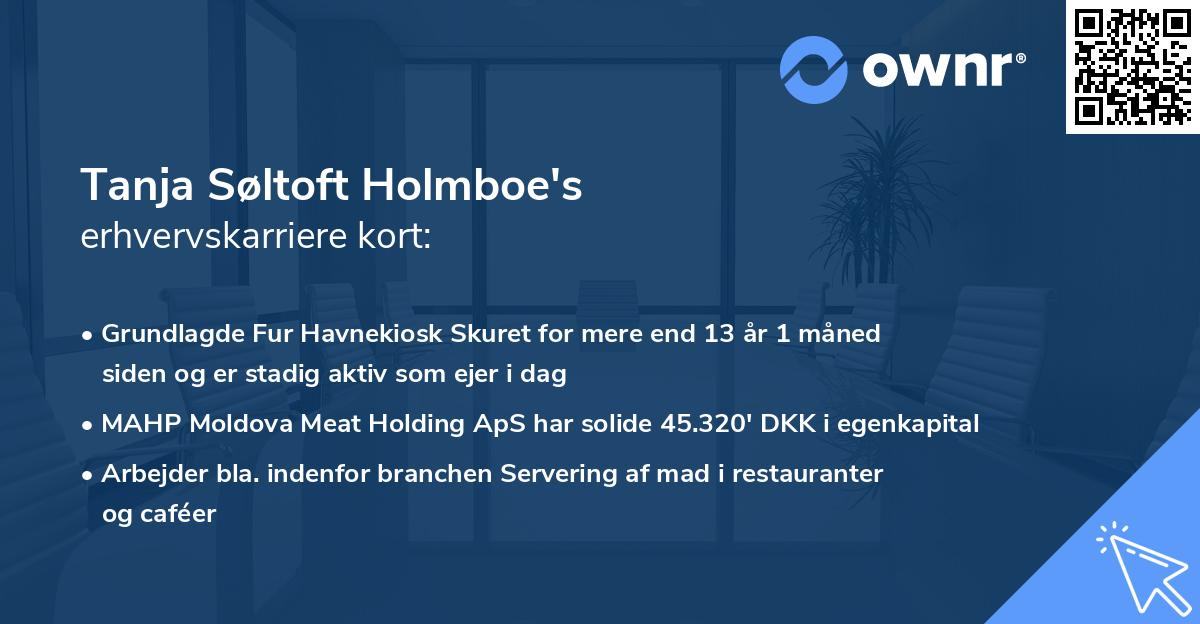 Tanja Søltoft Holmboe's erhvervskarriere kort