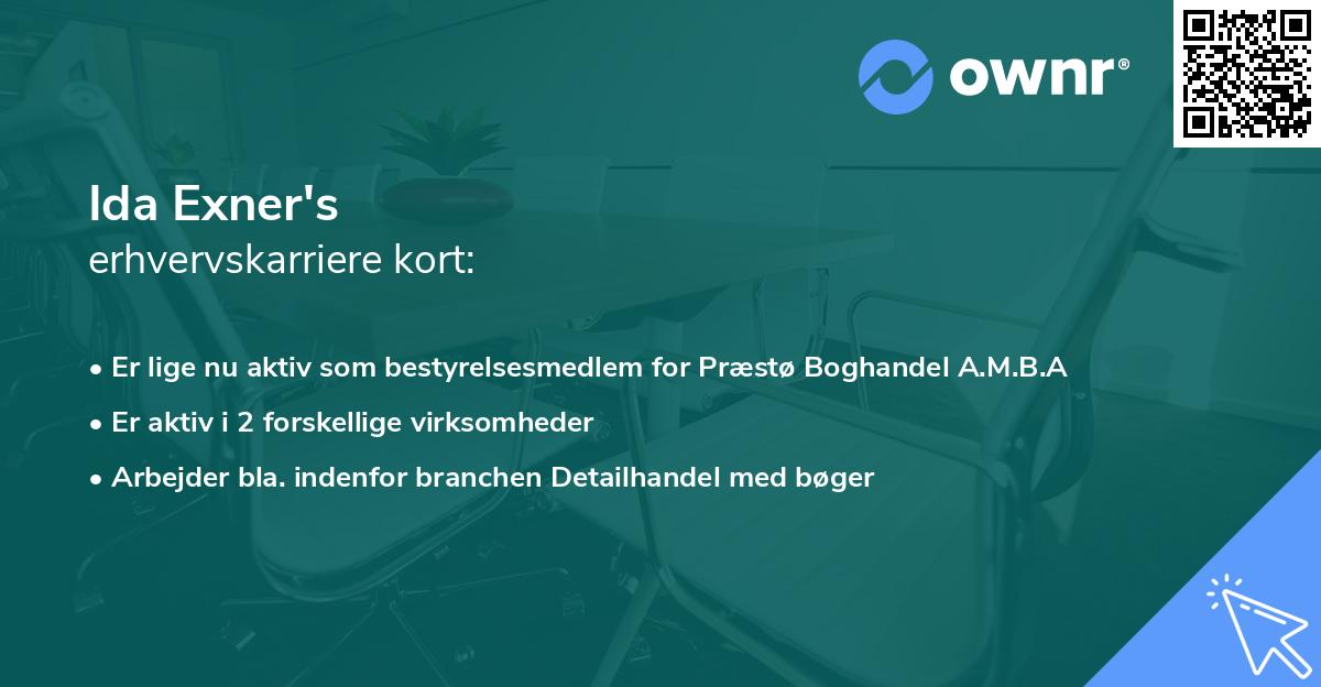Ida Exner's erhvervskarriere kort