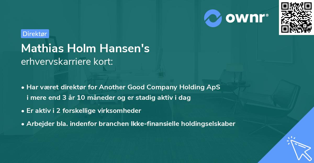 Mathias Holm Hansen's erhvervskarriere kort