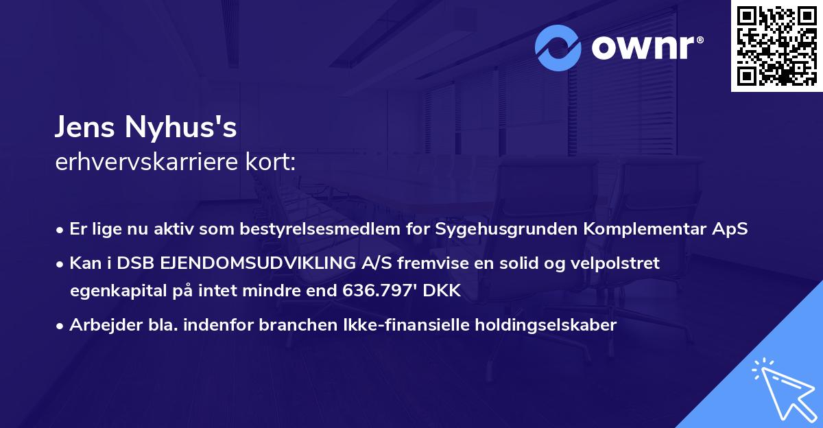 Jens Nyhus's erhvervskarriere kort