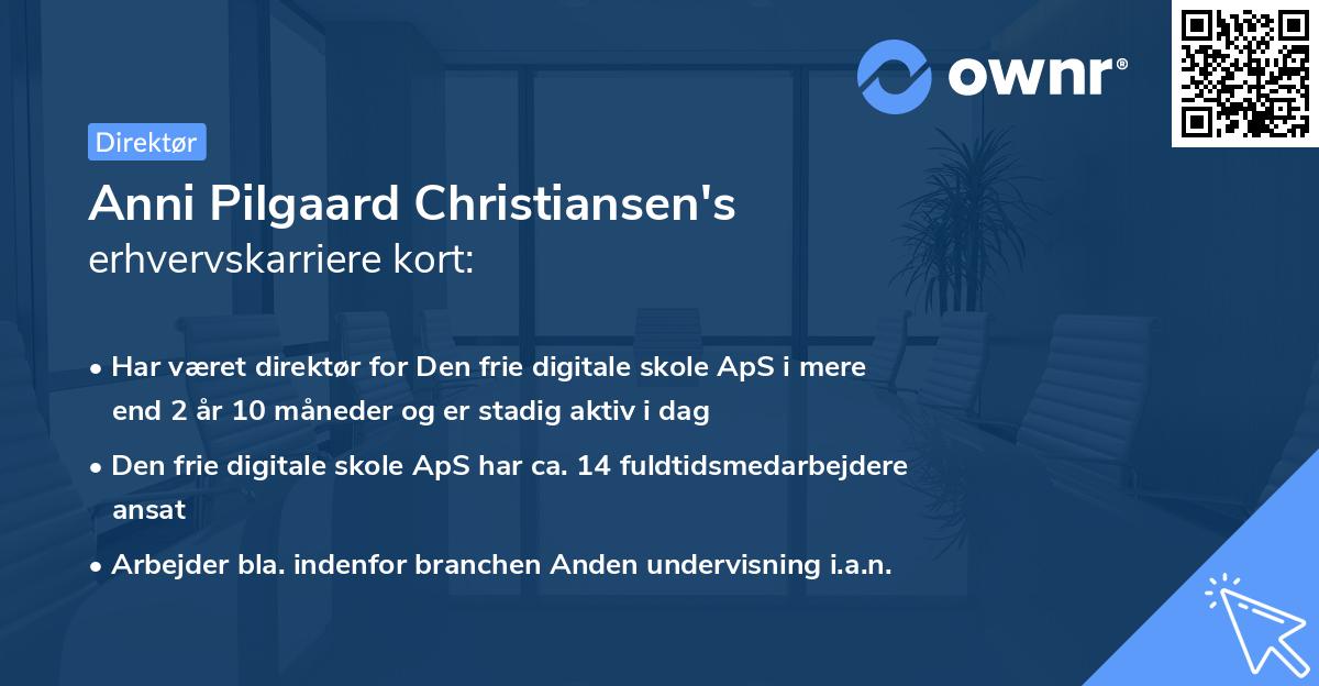 Anni Pilgaard Christiansen's erhvervskarriere kort