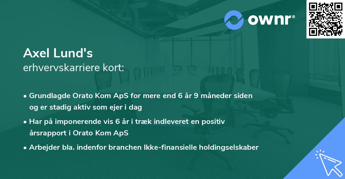 Axel Lund's erhvervskarriere kort