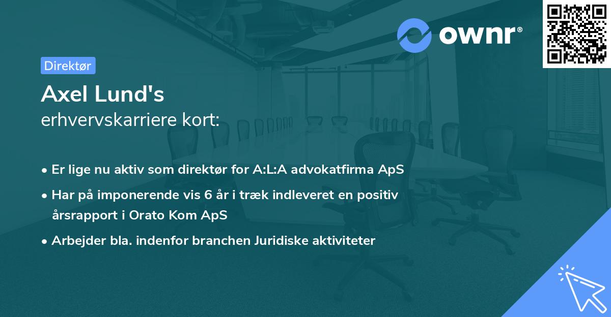 Axel Lund's erhvervskarriere kort