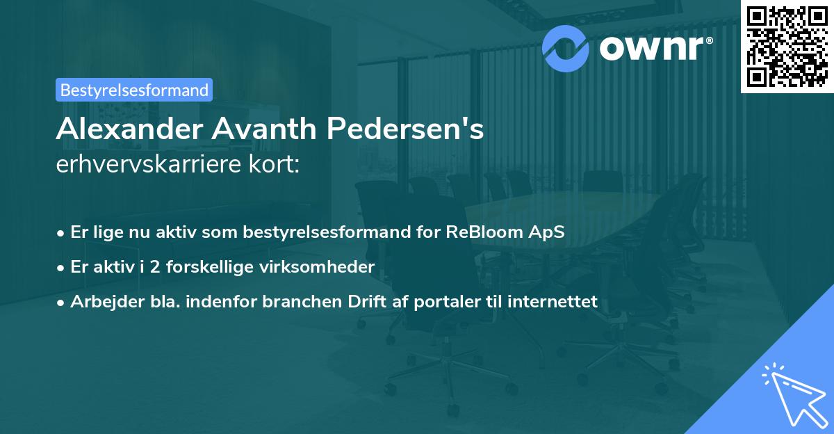 Alexander Avanth Pedersen's erhvervskarriere kort