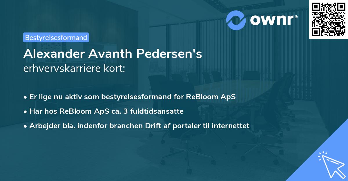 Alexander Avanth Pedersen's erhvervskarriere kort