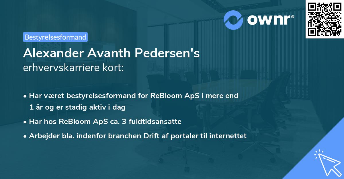Alexander Avanth Pedersen's erhvervskarriere kort