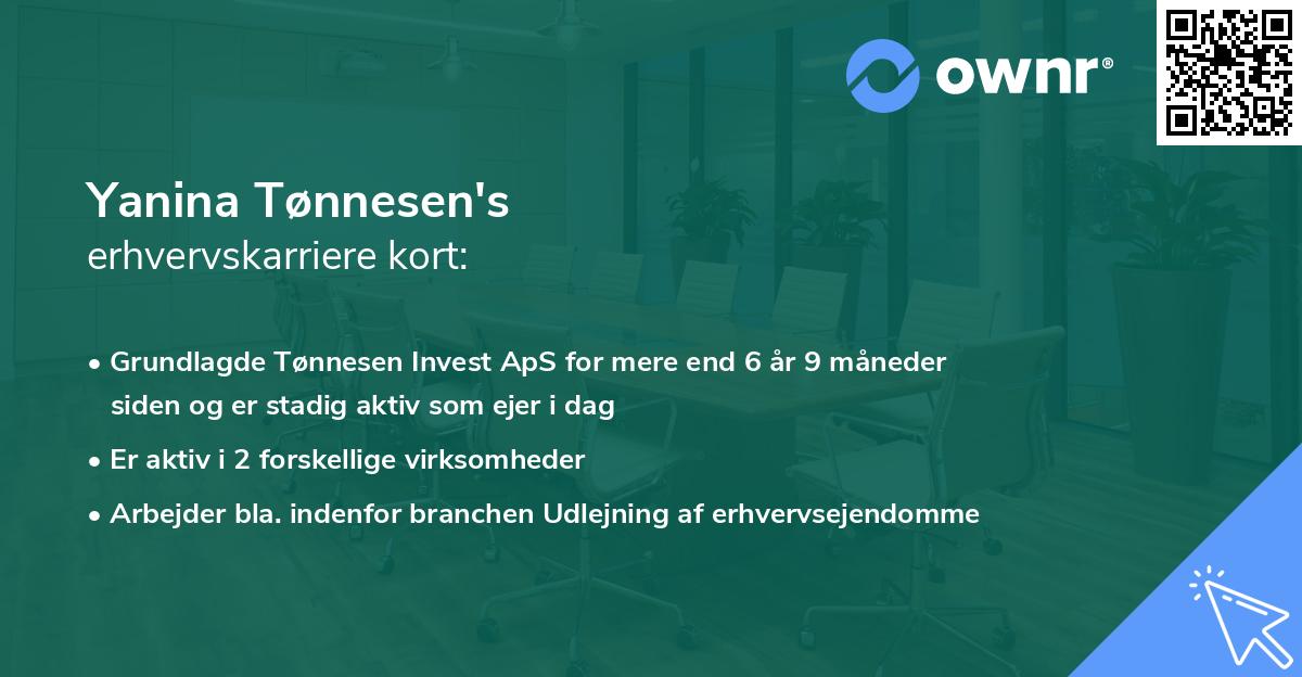 Yanina Tønnesen's erhvervskarriere kort
