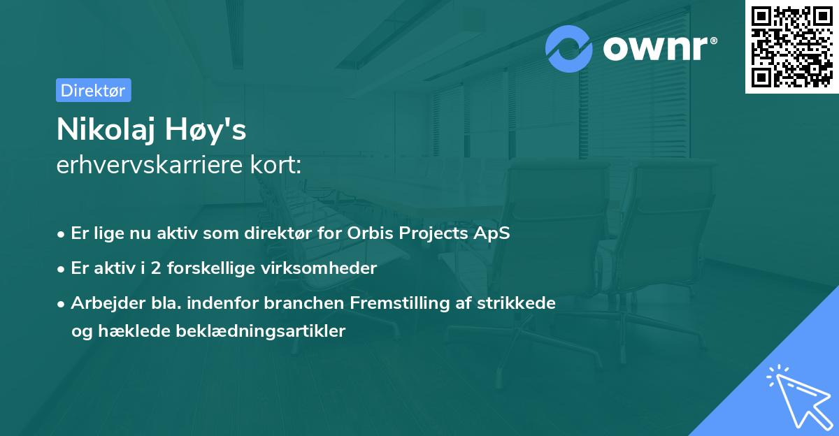 Nikolaj Høy's erhvervskarriere kort