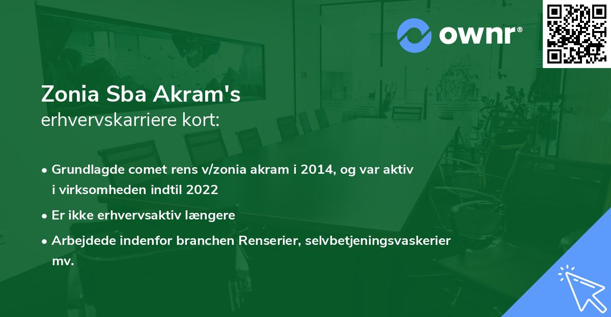 Zonia Sba Akram's erhvervskarriere kort