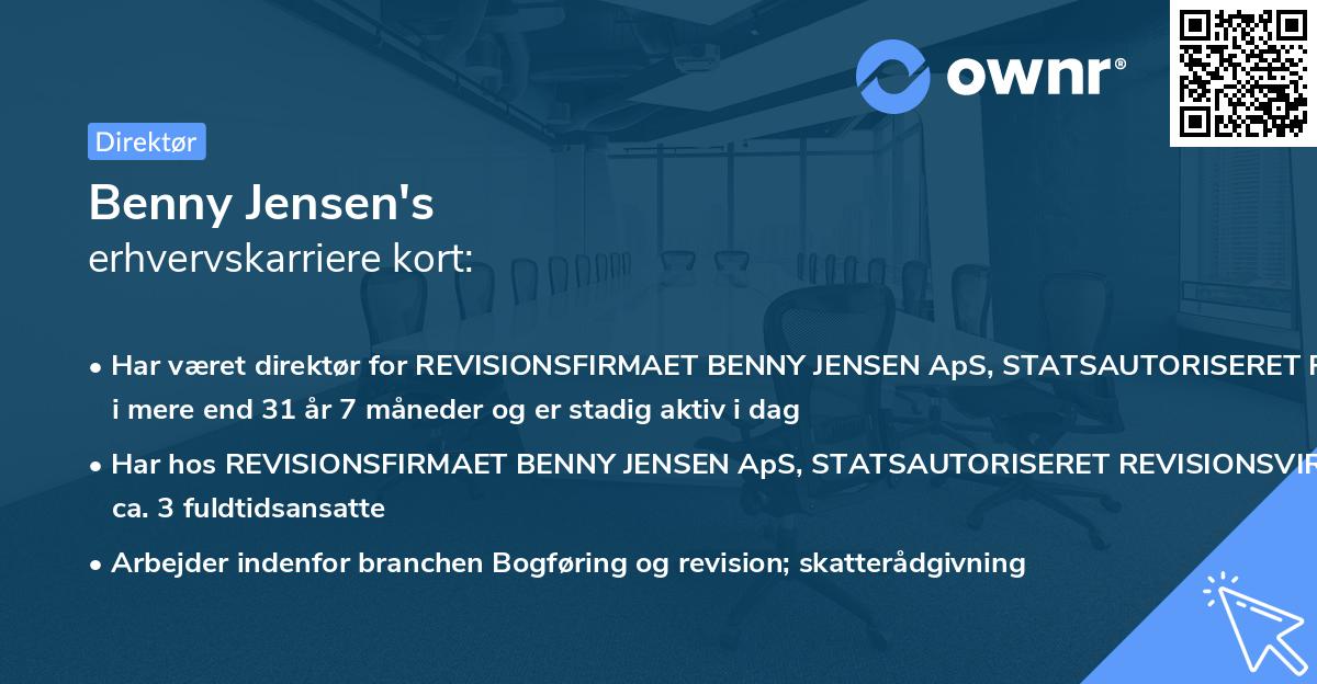 Benny Jensen's erhvervskarriere kort