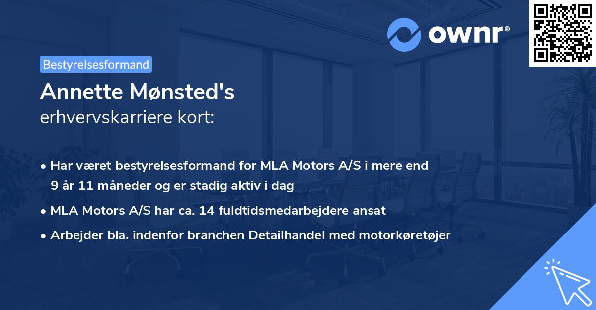 Annette Mønsted's erhvervskarriere kort