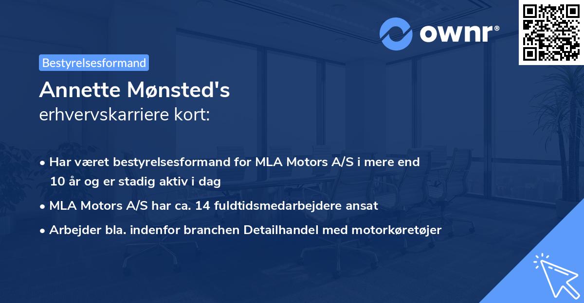 Annette Mønsted's erhvervskarriere kort