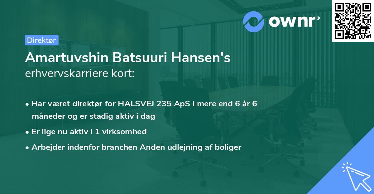 Amartuvshin Batsuuri Hansen's erhvervskarriere kort