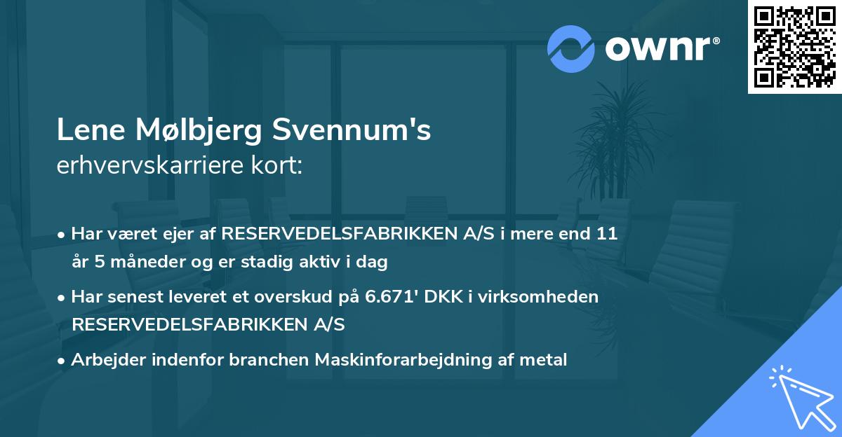 Lene Mølbjerg Svennum's erhvervskarriere kort