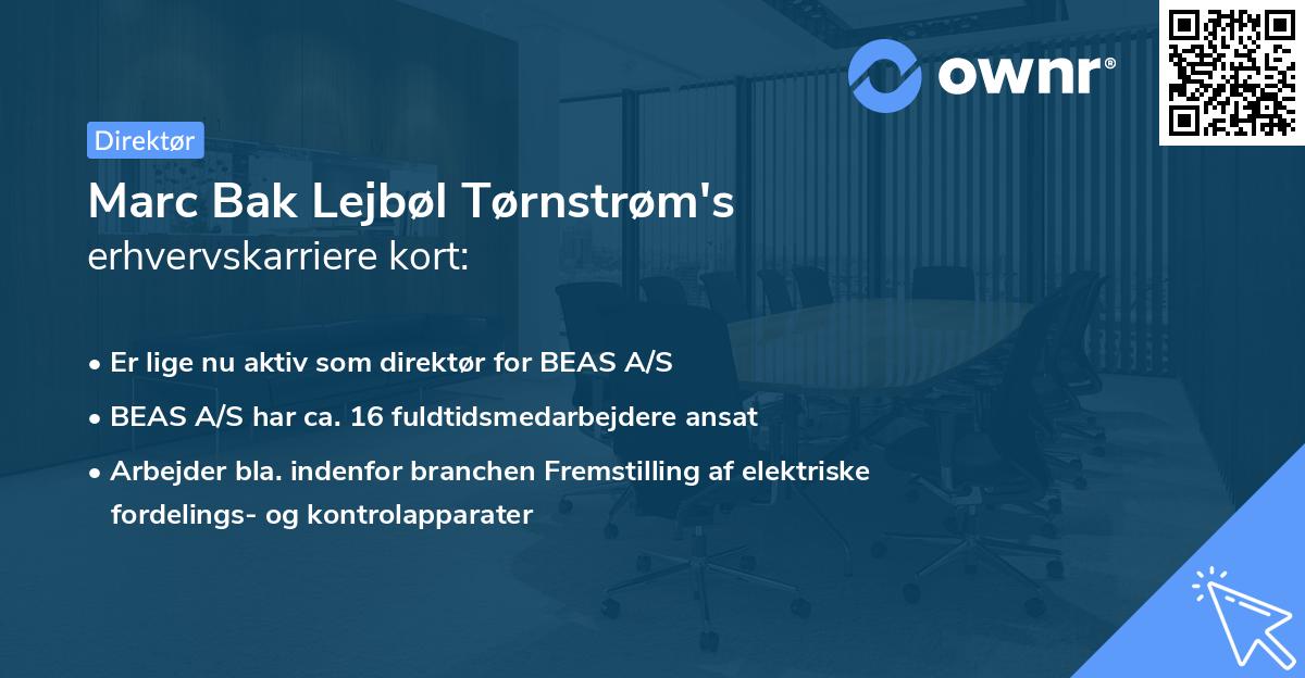 Marc Bak Lejbøl Tørnstrøm's erhvervskarriere kort