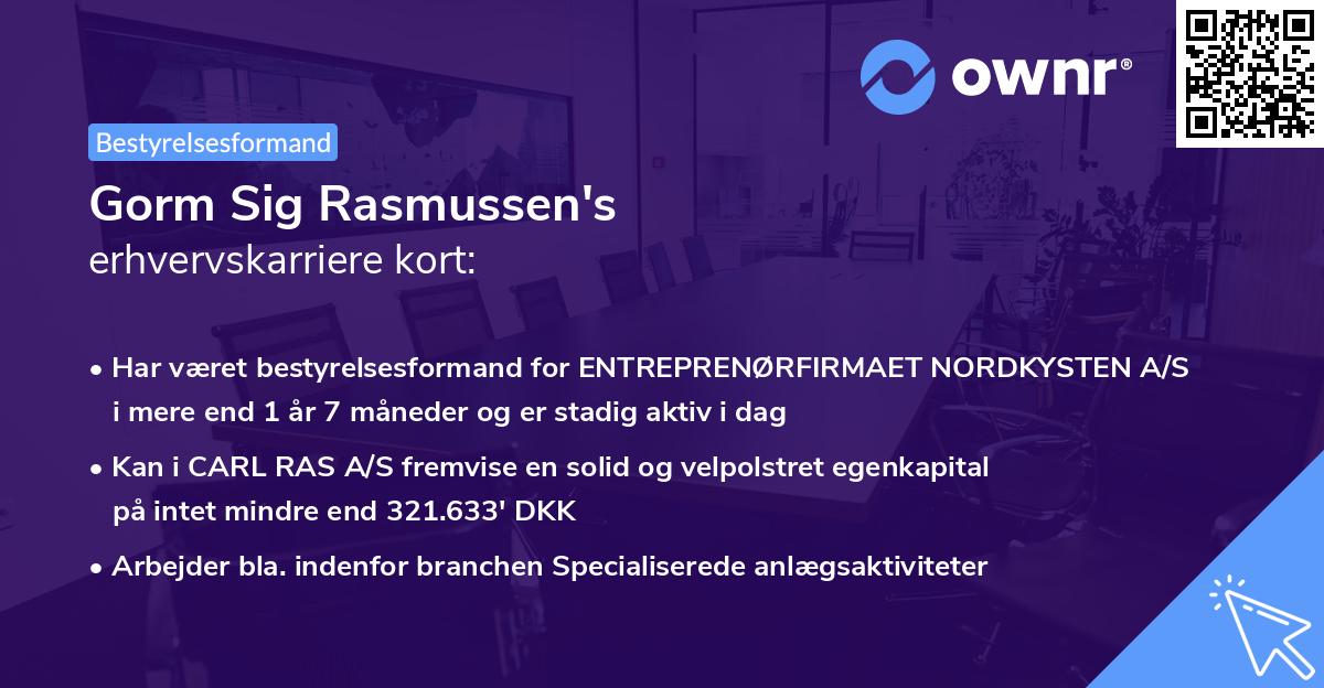 Gorm Sig Rasmussen's erhvervskarriere kort
