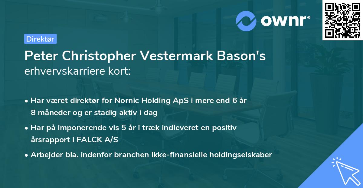 Peter Christopher Vestermark Bason's erhvervskarriere kort