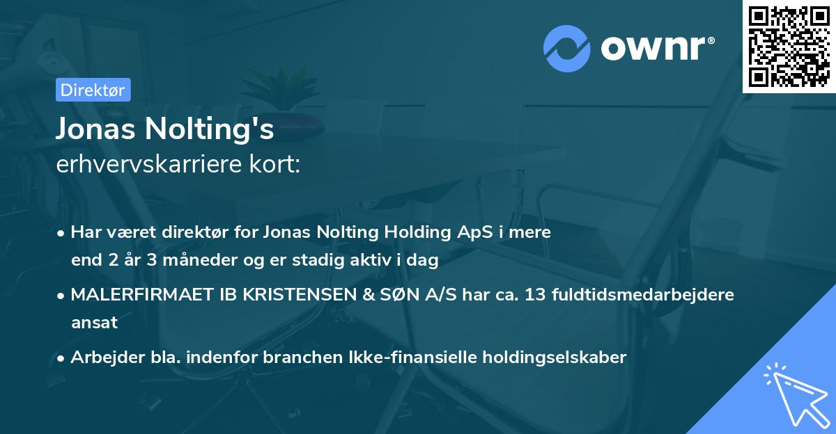 Jonas Nolting's erhvervskarriere kort