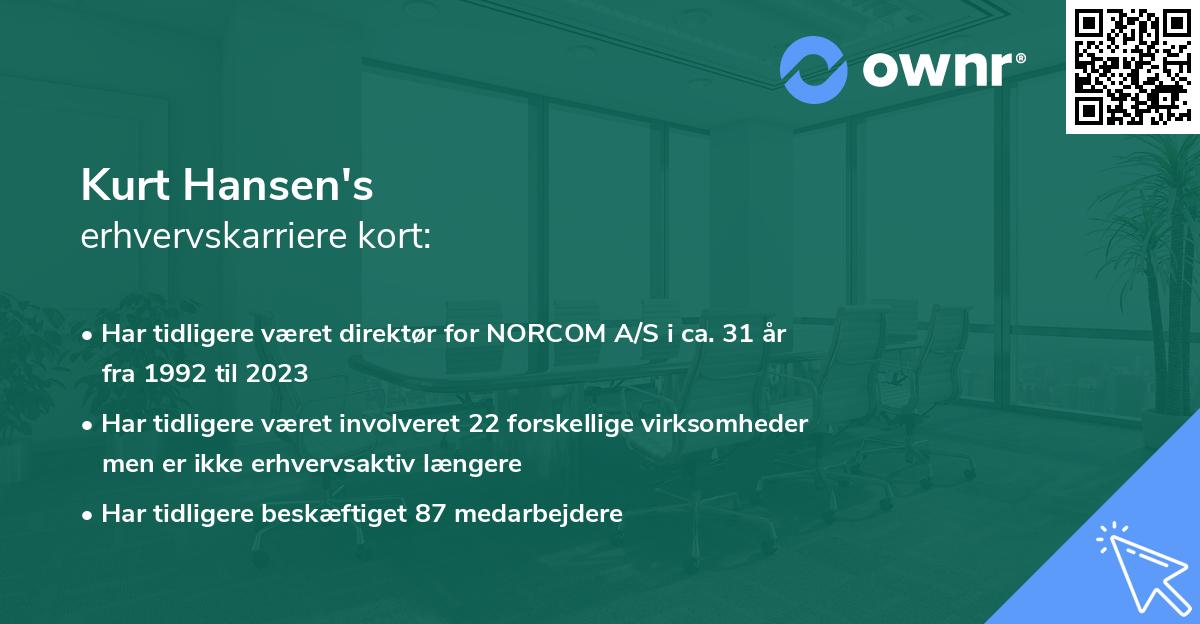 Kurt Hansen's erhvervskarriere kort