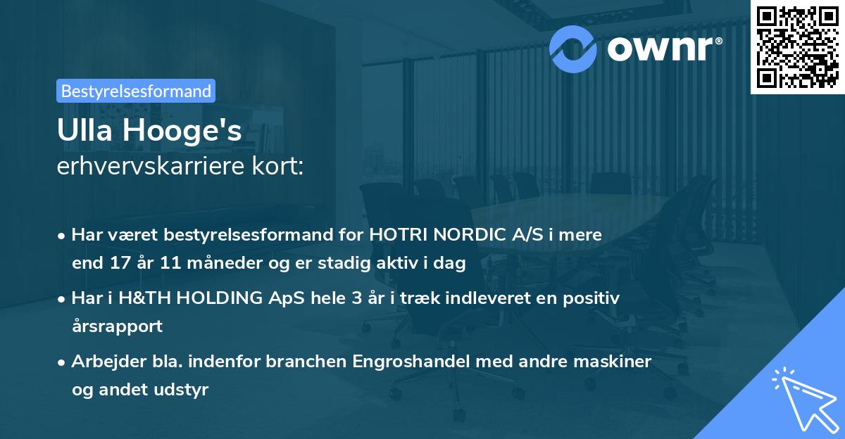 Ulla Hooge's erhvervskarriere kort
