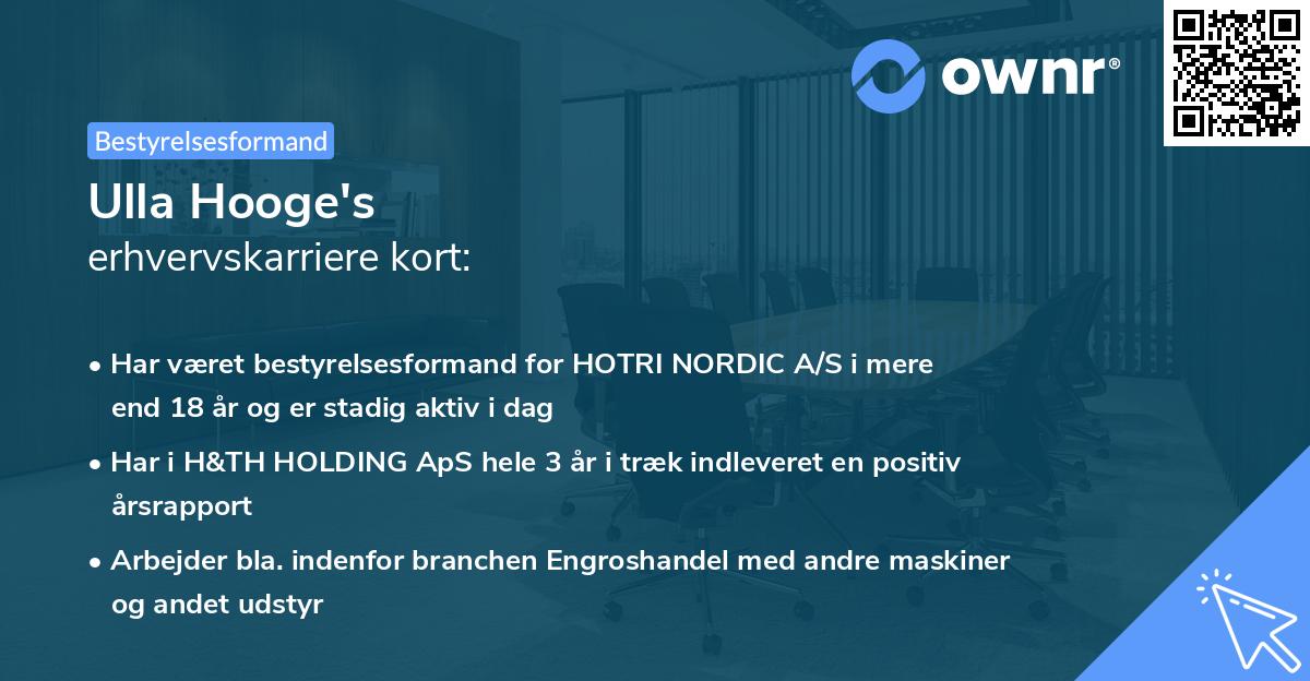 Ulla Hooge's erhvervskarriere kort