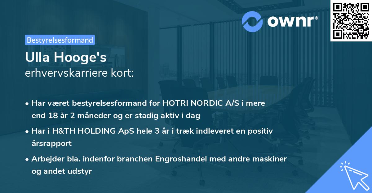 Ulla Hooge's erhvervskarriere kort