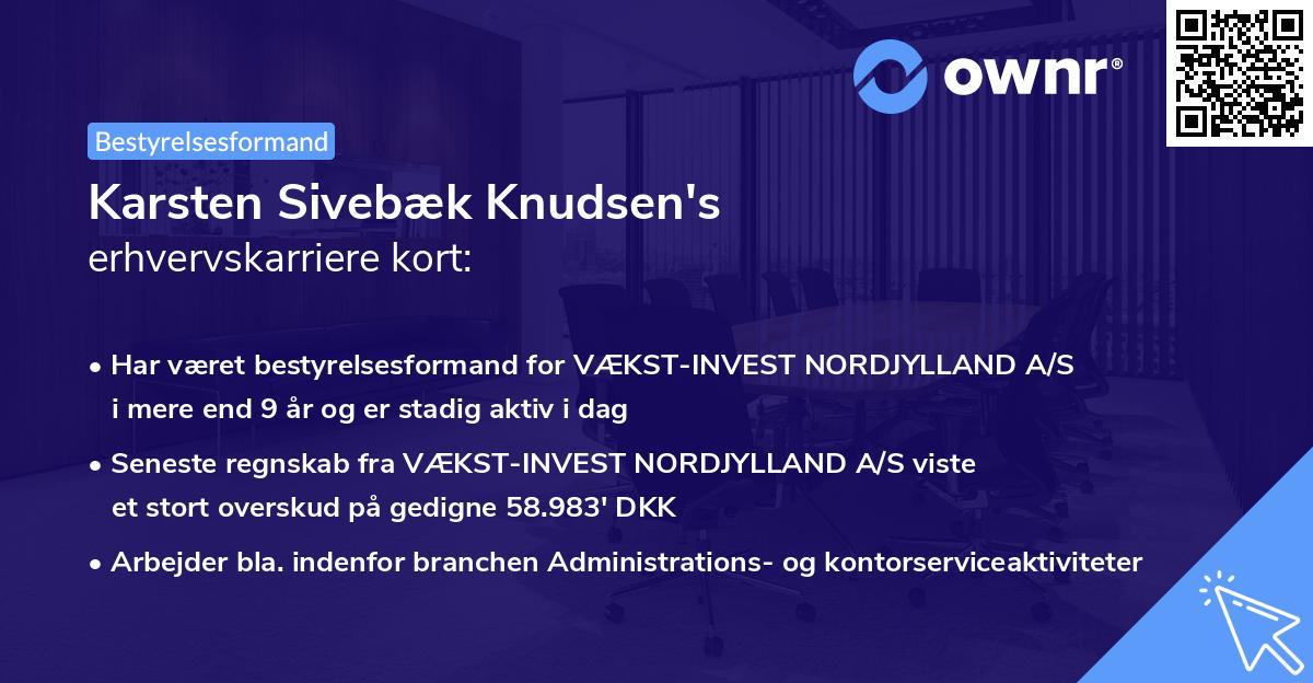 Karsten Sivebæk Knudsen's erhvervskarriere kort
