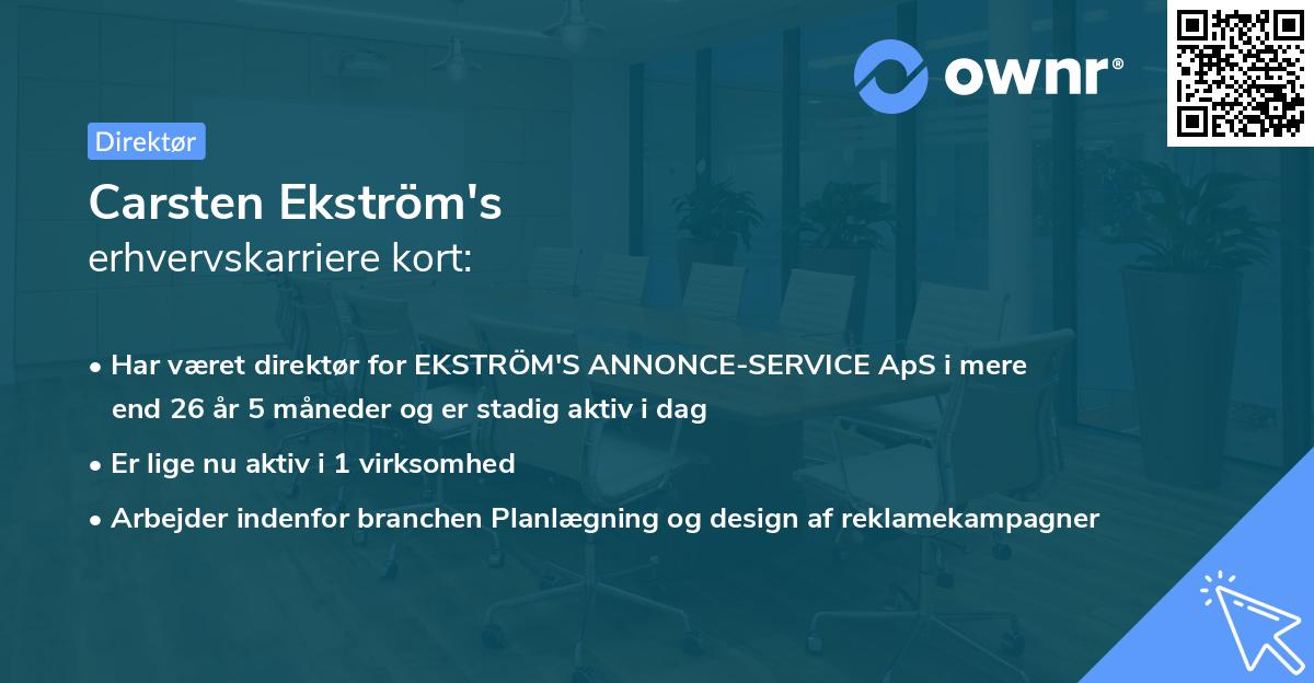 Carsten Ekström's erhvervskarriere kort