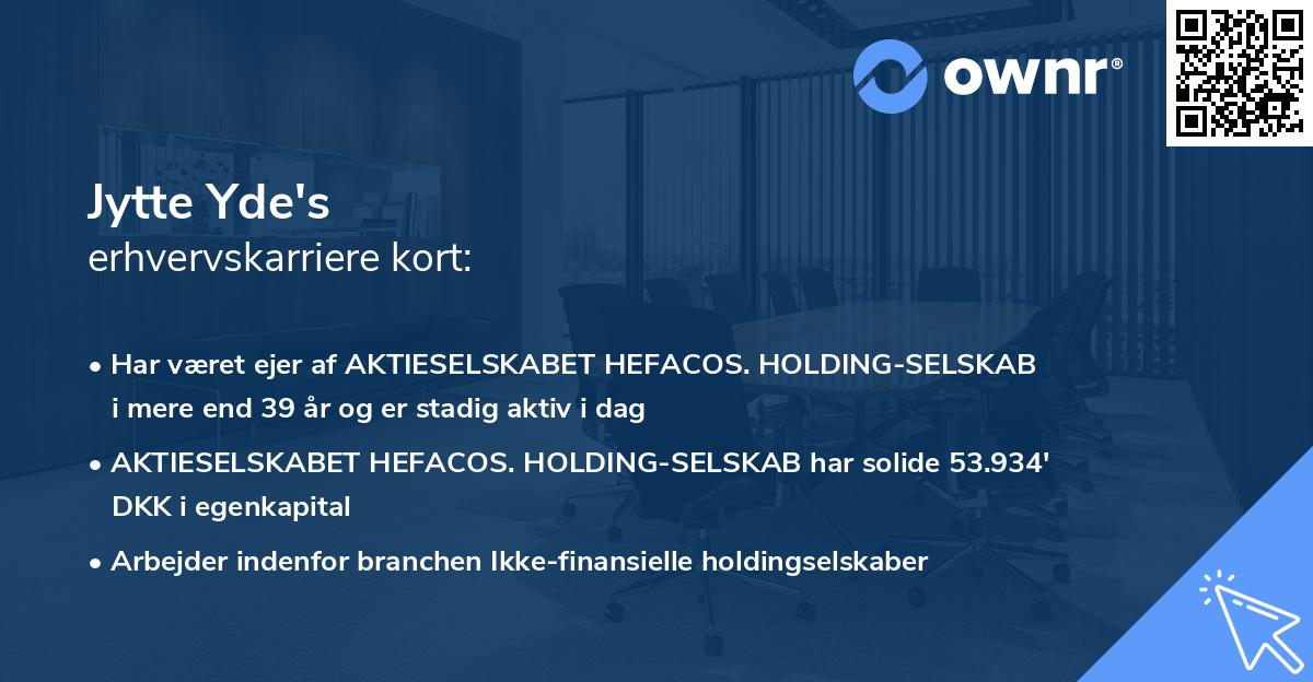 Jytte Yde's erhvervskarriere kort