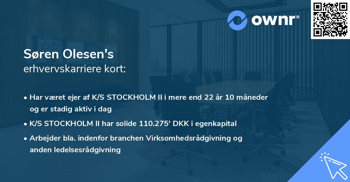 Søren Olesen's erhvervskarriere kort