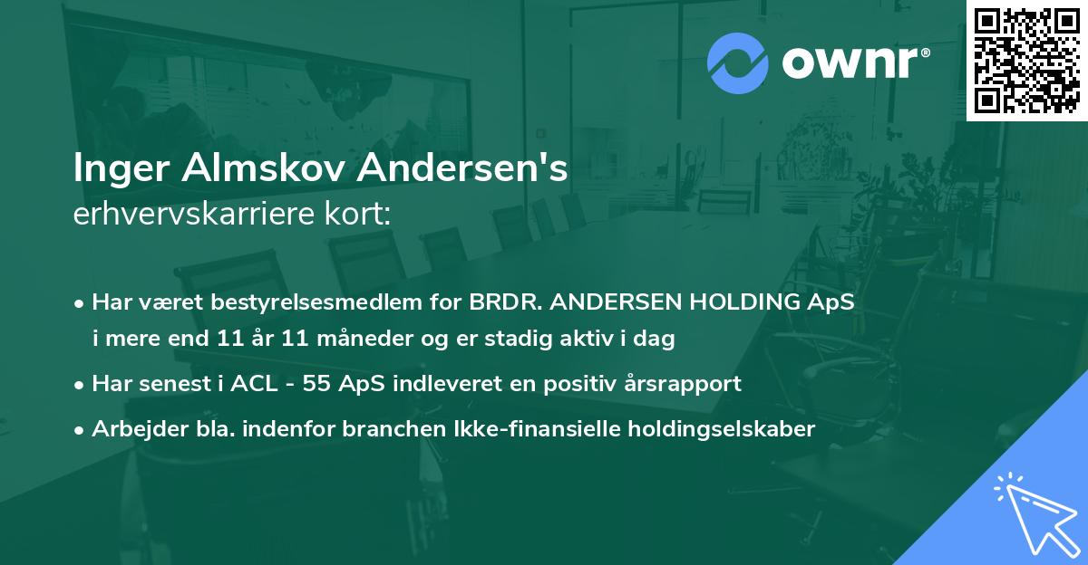Inger Almskov Andersen's erhvervskarriere kort
