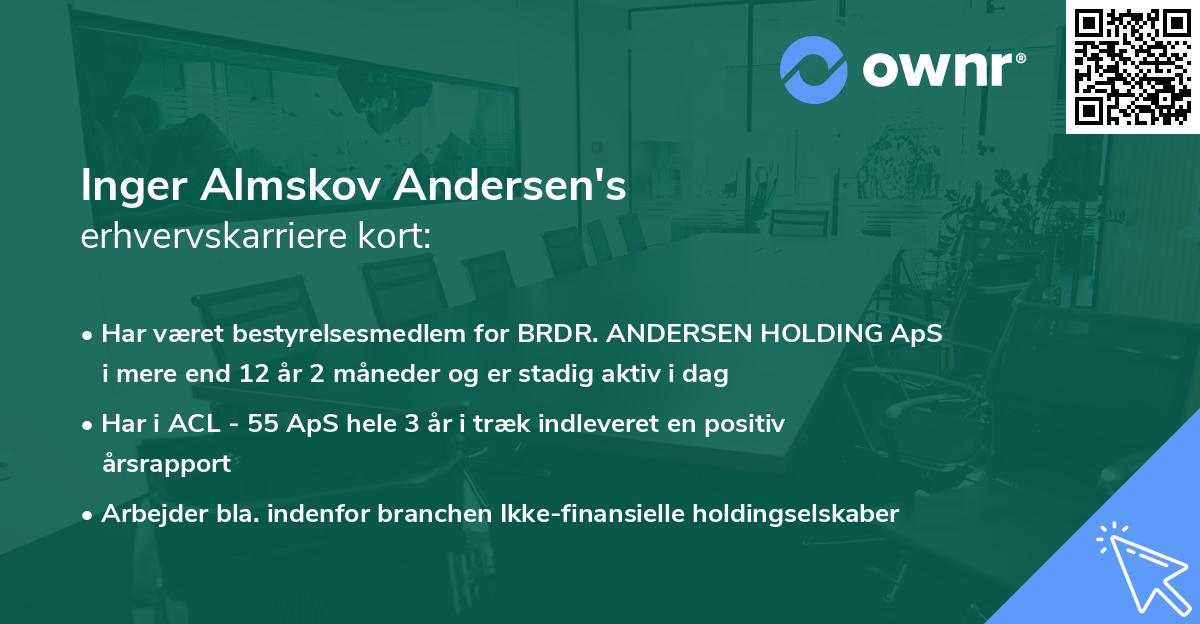Inger Almskov Andersen's erhvervskarriere kort