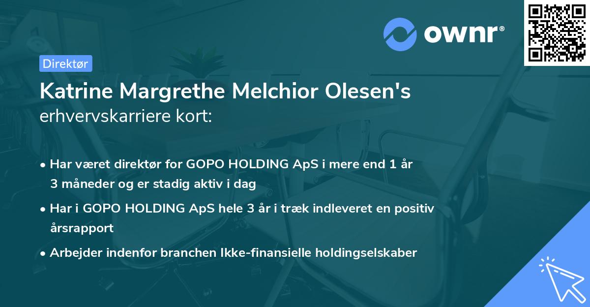 Katrine Margrethe Melchior Olesen's erhvervskarriere kort