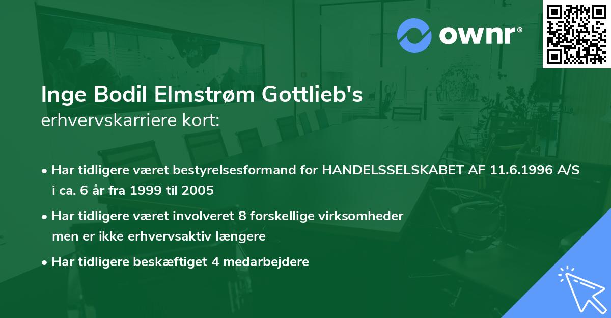 Inge Bodil Elmstrøm Gottlieb's erhvervskarriere kort