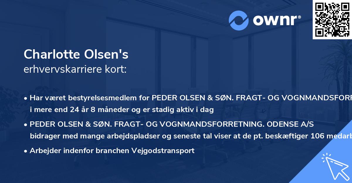 Charlotte Olsen's erhvervskarriere kort