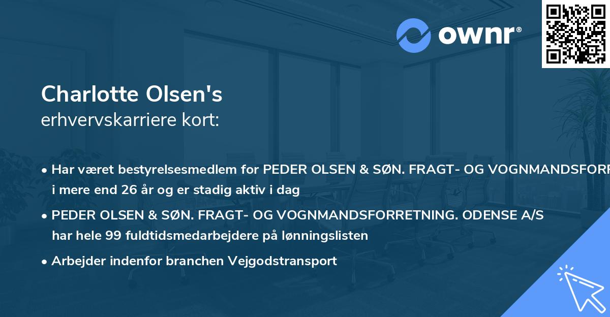 Charlotte Olsen's erhvervskarriere kort