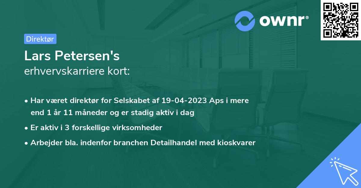 Lars Petersen's erhvervskarriere kort