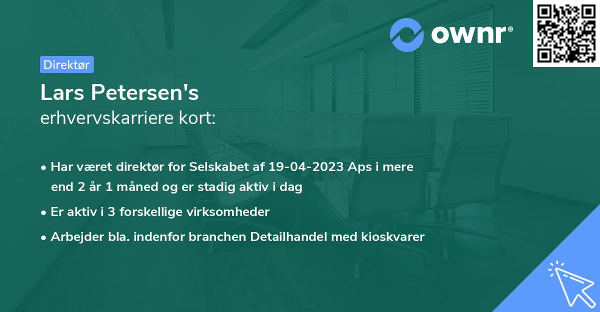 Lars Petersen's erhvervskarriere kort
