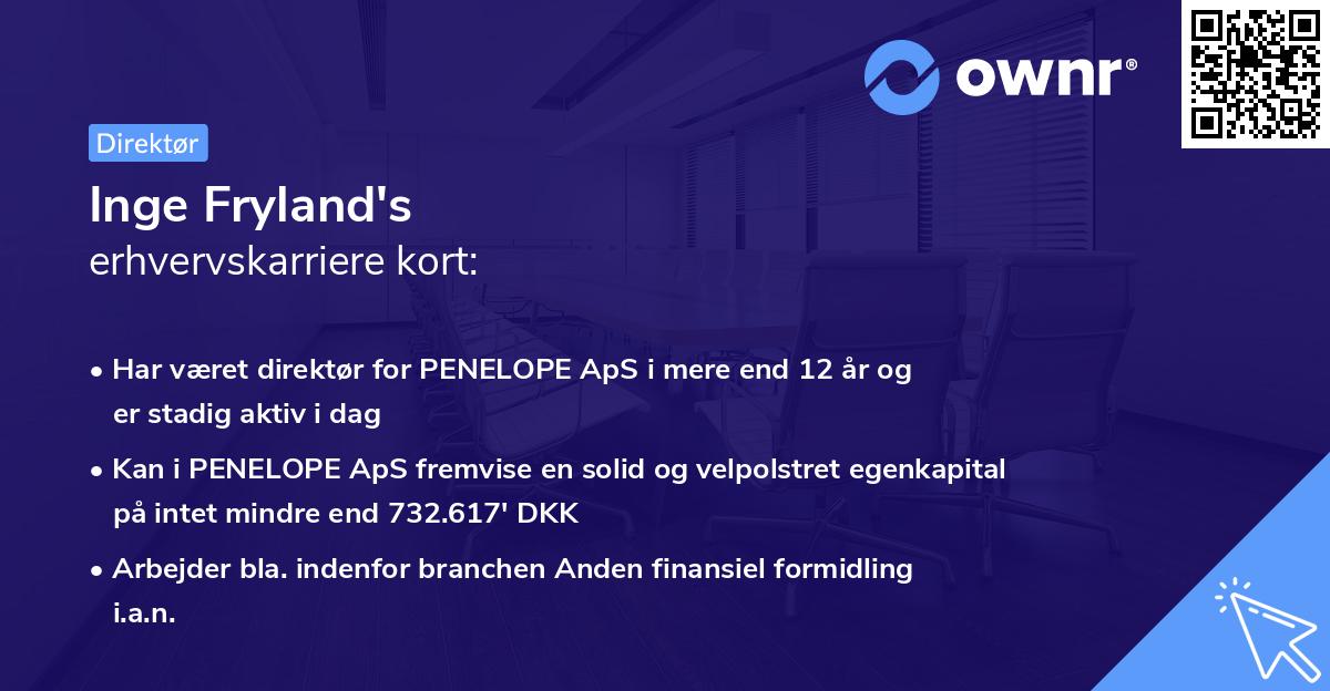 Inge Fryland's erhvervskarriere kort