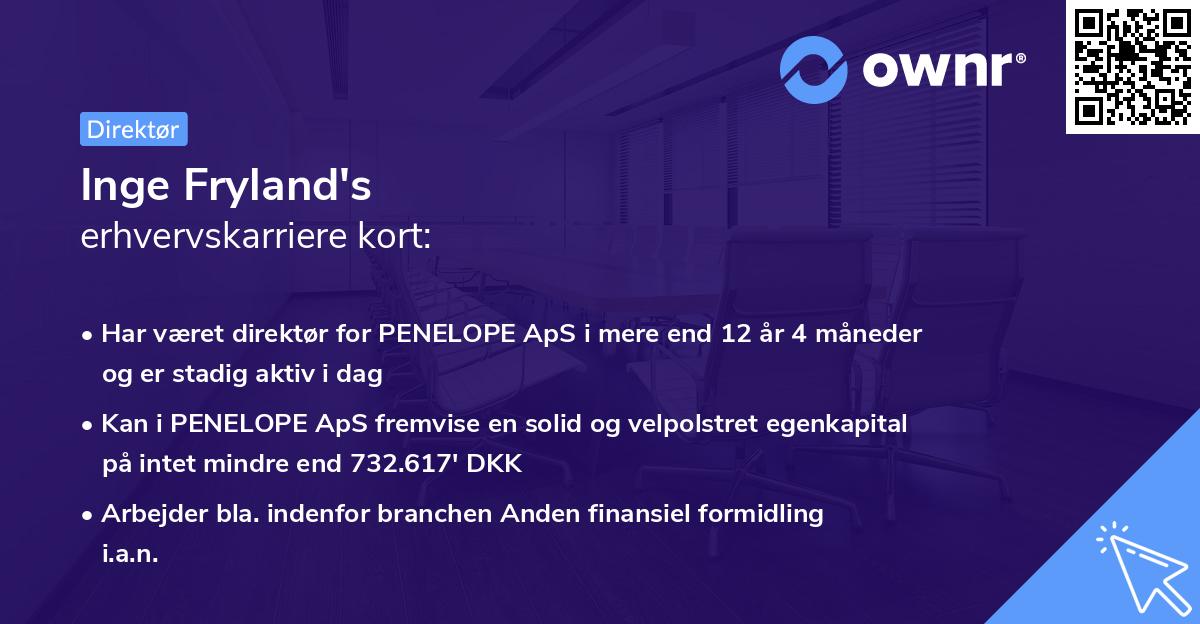 Inge Fryland's erhvervskarriere kort