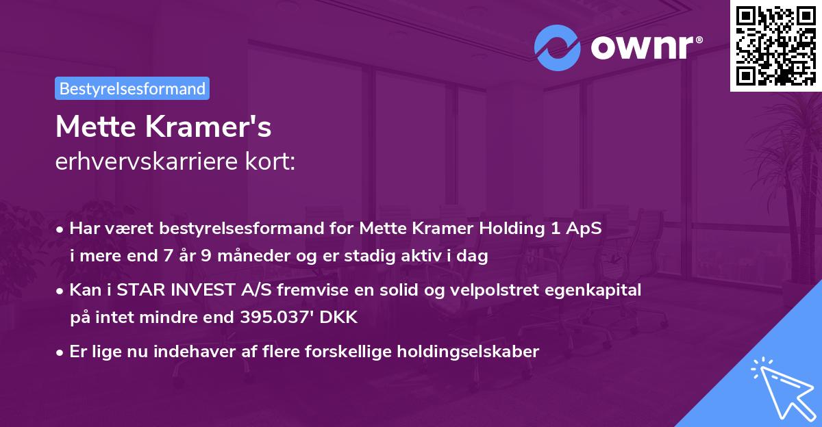 Mette Kramer's erhvervskarriere kort