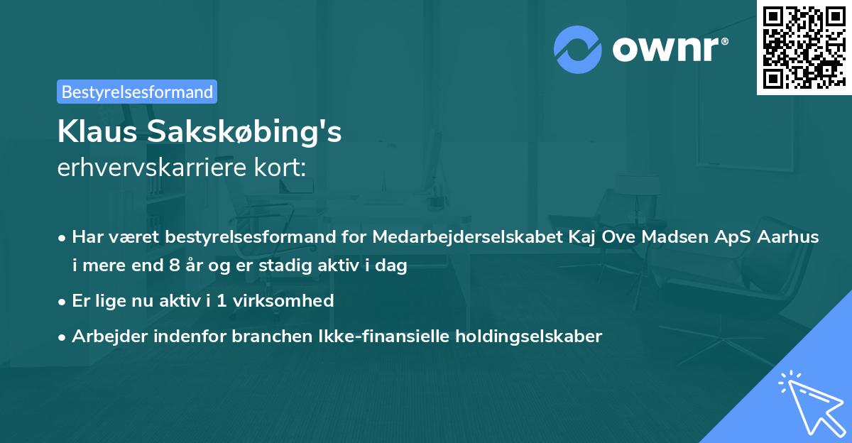 Klaus Sakskøbing's erhvervskarriere kort
