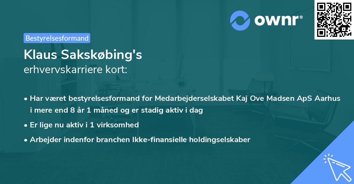 Klaus Sakskøbing's erhvervskarriere kort