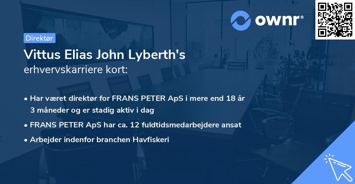 Vittus Elias John Lyberth's erhvervskarriere kort