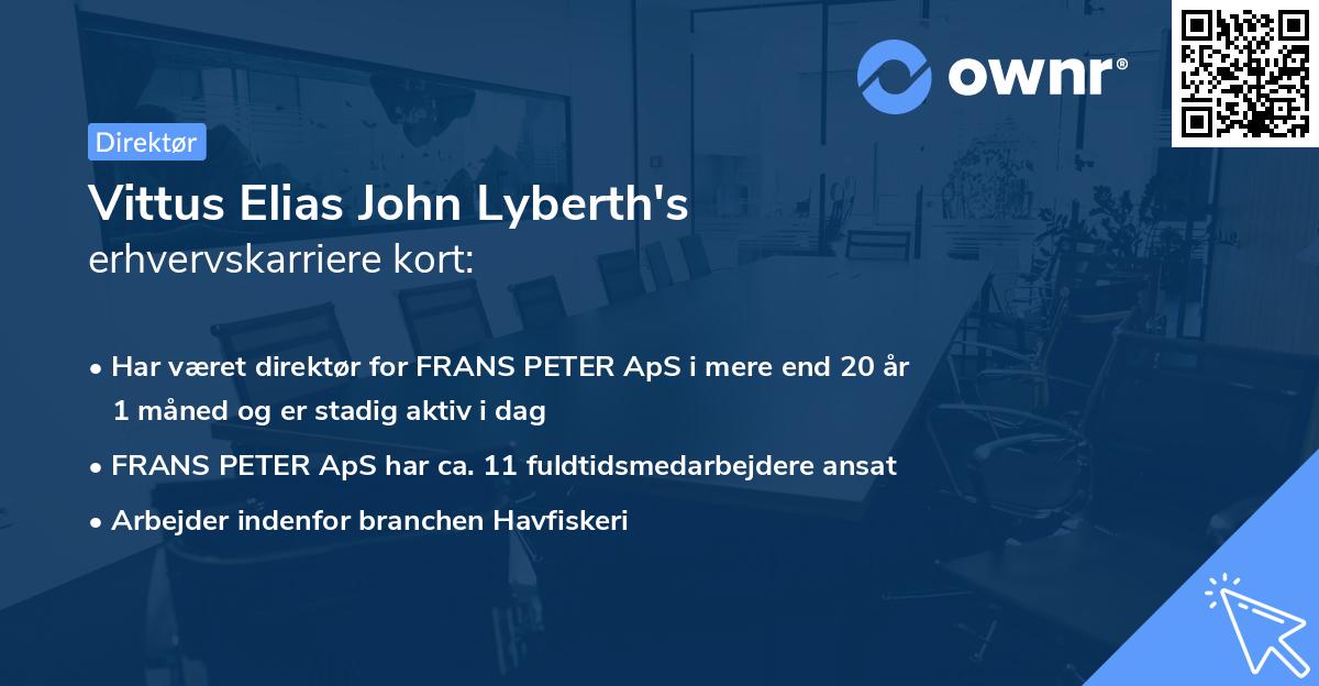 Vittus Elias John Lyberth's erhvervskarriere kort