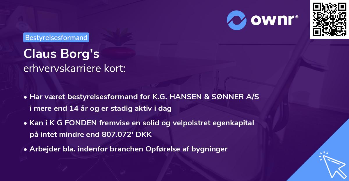 Claus Borg's erhvervskarriere kort