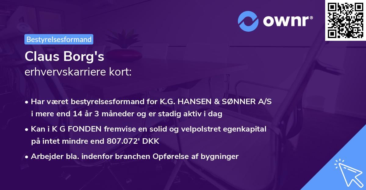 Claus Borg's erhvervskarriere kort