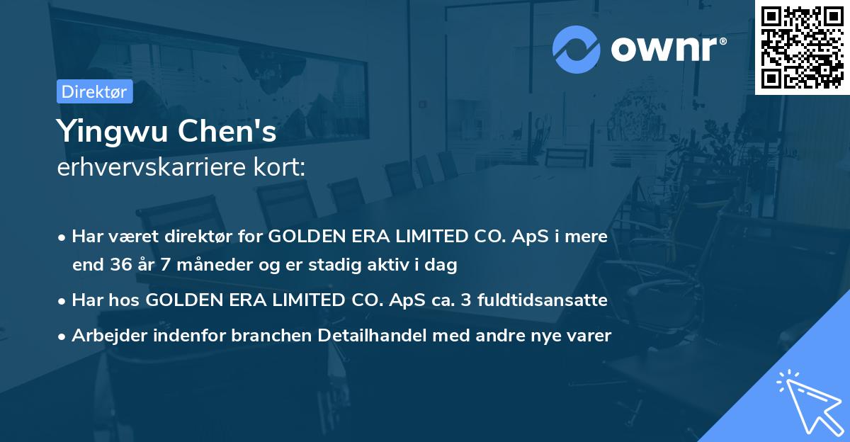Yingwu Chen's erhvervskarriere kort