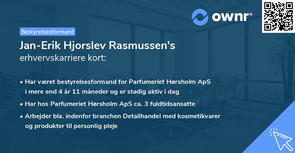 Jan-Erik Hjorslev Rasmussen's erhvervskarriere kort